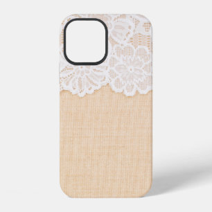 Funda Para iPhone 12 Encaje Ornamental Blanco sobre diseño de tela para