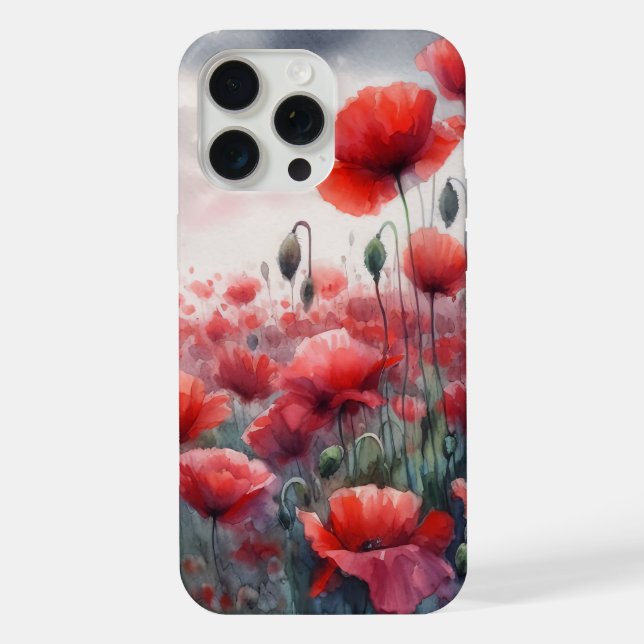Funda Para iPhone Encantador Campo de Amapolas  (Reverso )