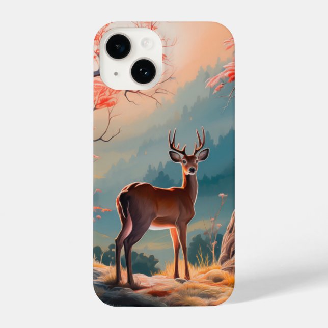 Funda Para iPhone Encantador Diseño de Escenario del Bosque de Cerfs (Reverso )