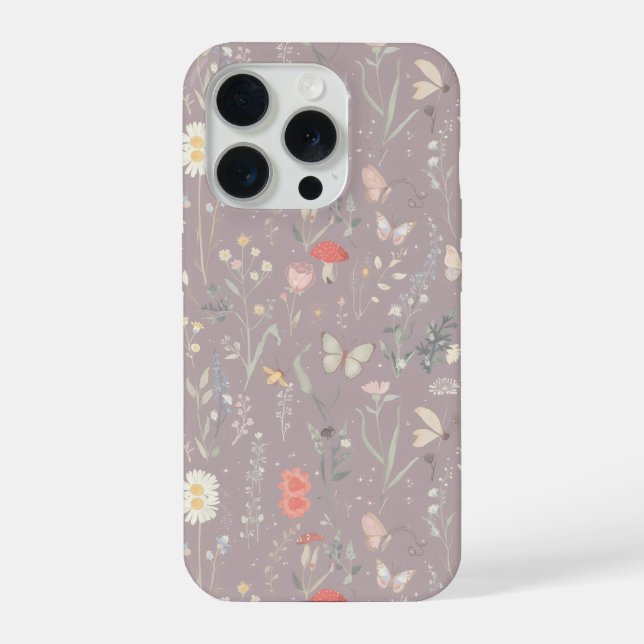 Funda Para iPhone Enchanted Garden Wildflower Butterfly Whimsical (Reverso )