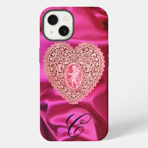 ENCJE DE CORAZÓN DE SEDA ROSA FUCsia MONOGRAMA
