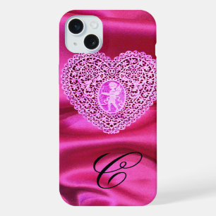 ENCJE DE CORAZÓN DE SEDA ROSA FUCsia MONOGRAMA DE 