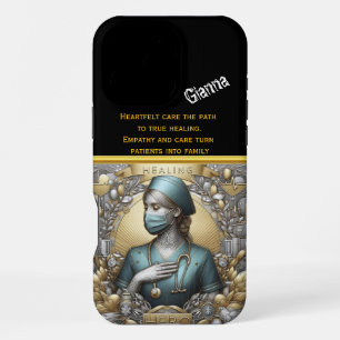 Funda Para iPhone 16 Pro Max Enfermera practicante muestra fuerza en crisis