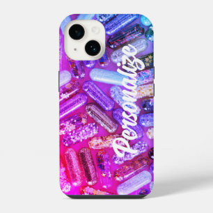 Funda Para iPhone 14 Enfermera purpurina medicación morado rosa lindo