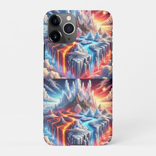 Funda Para iPhone Enfrentamiento aéreo: La isla del fuego y el hielo (Reverso)
