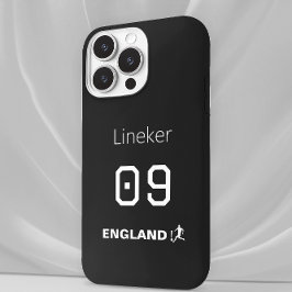 England Soccer Black White Case Custom Name