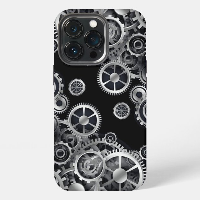 Funda Para iPhone Engranajes de Plata Steampunk (Reverso )