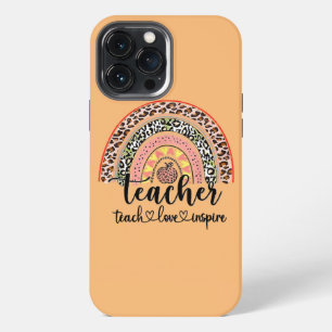 Funda Para iPhone 13 Pro Max Enseñar Amar Inspirar Leopardo Arcoíris Profesor E