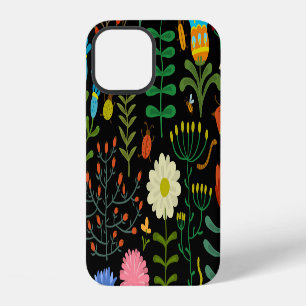 Funda Para iPhone 12 Esbozar un patrón artístico floral sin fisuras.