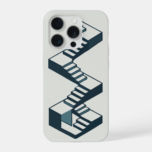Funda Para iPhone Escalera Isométrica Arte de Arquitectura Geométric (Reverso )