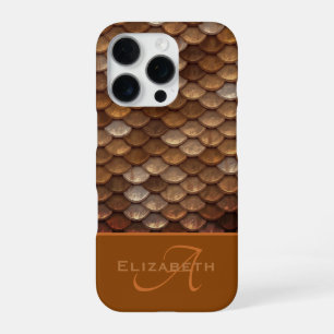 Funda Para iPhone 16 Pro Escamas de Sirena Metálicas con Nombre Personaliza