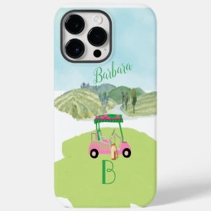Funda Para iPhone 14 Pro Max Escena de Golf Monograma Nombre