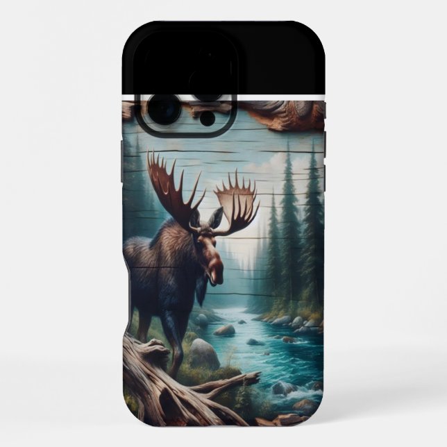 Funda Para iPhone Escena del río Moose (Reverso )