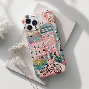 Funda Para iPhone 14 Pro Escena urbana elegante con bicicleta linda