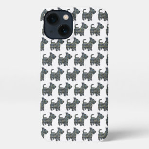 Escocia Terrier Scottie Perro Silhouette Grid Whit