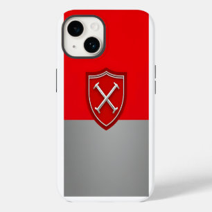 Funda Para iPhone 14 Escudo con fondo de carmesí y gris plata