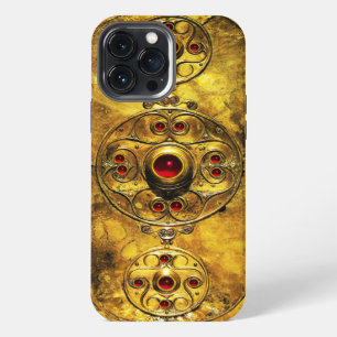 FUNDA PARA iPhone 13 PRO MAX ESCUDO DE GUERRERO CELTA ANTIGUO CON PIEDRAS DE GE