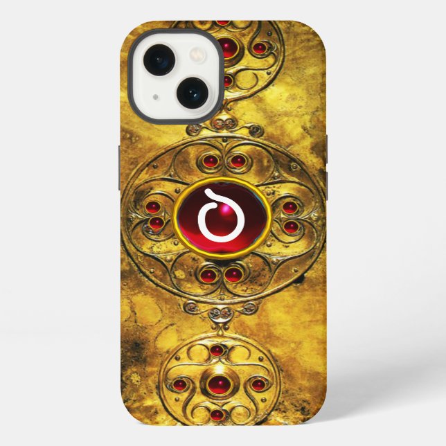 FUNDA PARA iPhone ESCUDO DE GUERRERO CÉLTICO ANTIGUO CON MONOGRAMA D (Reverso )