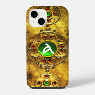 Funda Para iPhone 14 ESCUDO GUERRERO CÉLTICO MONOGRAMA DE ESmeralda RUB