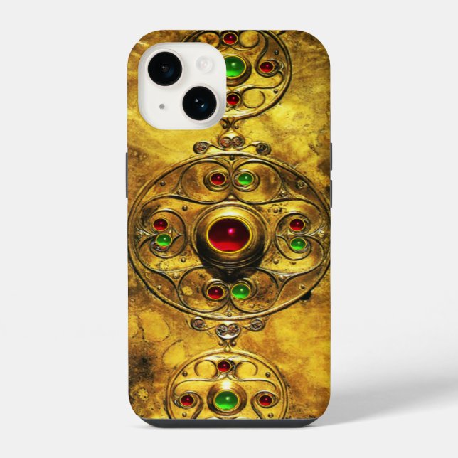 Funda Para iPhone ESCUDO GUERRERO CÉLTICO PIEDRAS GEMAS ESmeralda RU (Reverso )