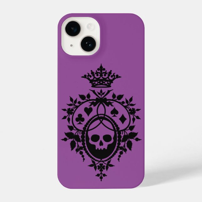 Funda Para iPhone Escudo morado con calavera y trajes de carpintero (Reverso )