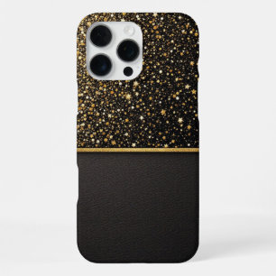 Funda Para iPhone 16 Pro Max Escudo radiante (Purpurina - oro - cuero)