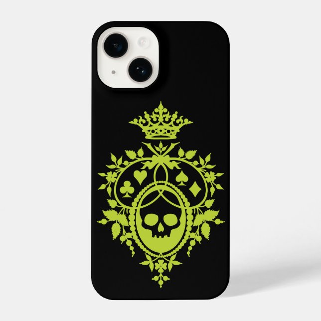 Funda Para iPhone Escudo verde con calavera y trajes de piel (Reverso )