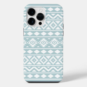 Funda Para iPhone 14 Pro Max Esencia Azteca Ptn III Blanco sobre Azul de Huevo