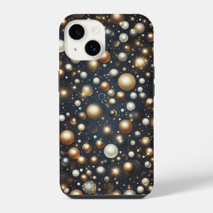 Funda Para iPhone 14 Esferas de Oro y Perla de Lujo Brillante Galaxia G