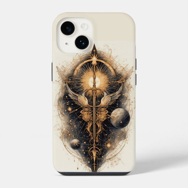 Funda Para iPhone Espada Celestial con Alas de Ángel (Reverso )
