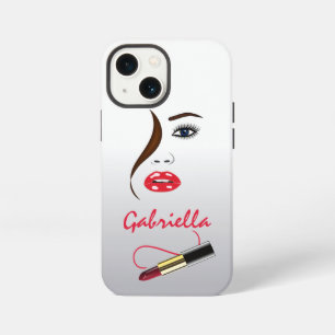 Funda Para iPhone 13 Mini Espejo de beso de labios y cara Artista de belleza