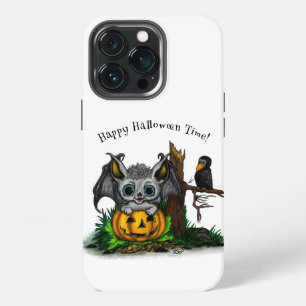 Funda Para iPhone 13 Pro Esperando Halloween , Cute Bat y Raven
