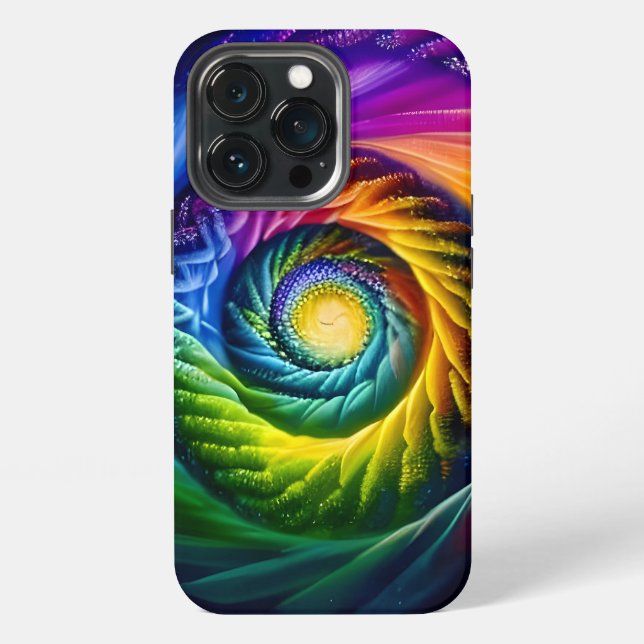 Funda Para iPhone Espiral arcoiris hacia fuera (Reverso )