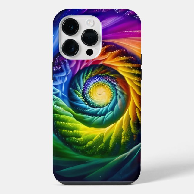 Funda Para iPhone Espiral arcoiris hacia fuera (Reverso )