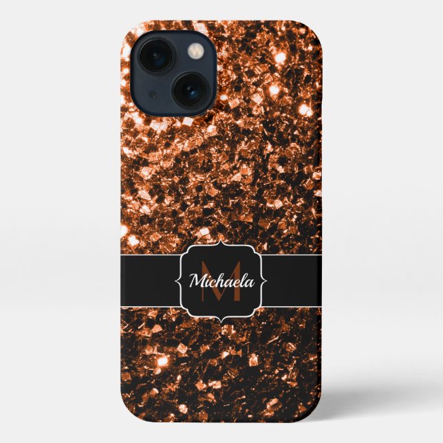 Funda Para iPhone Espuma purpurinas de imitación de cobre marrón bro (Reverso )