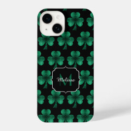 Funda Para iPhone 14 Espuma verde esmeralda Shamrock negro Monograma