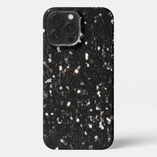 Funda Para iPhone 13 Pro Max Espumosos purpurinas brillantes en blanco y negro