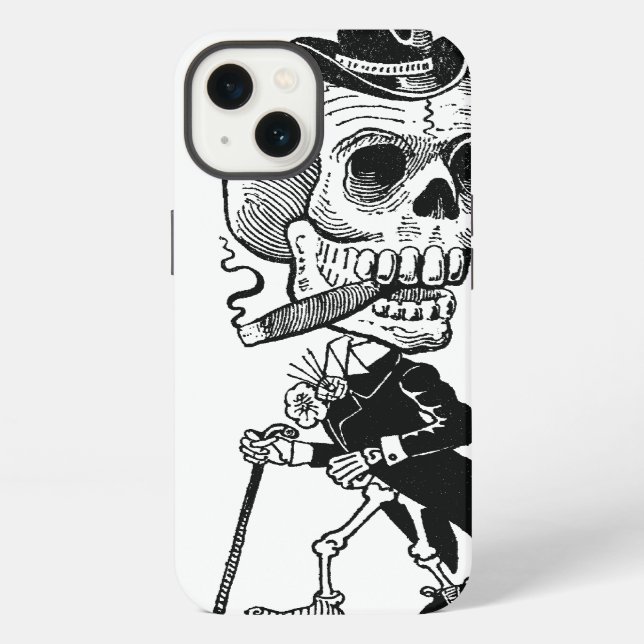 Funda Para iPhone Esqueleto con cigarro (Reverso )