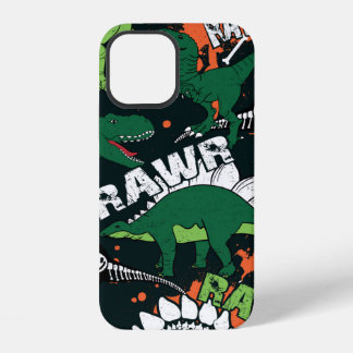 Funda Para iPhone 12 Esqueleto de dinosaurio. Patrón de grano de época
