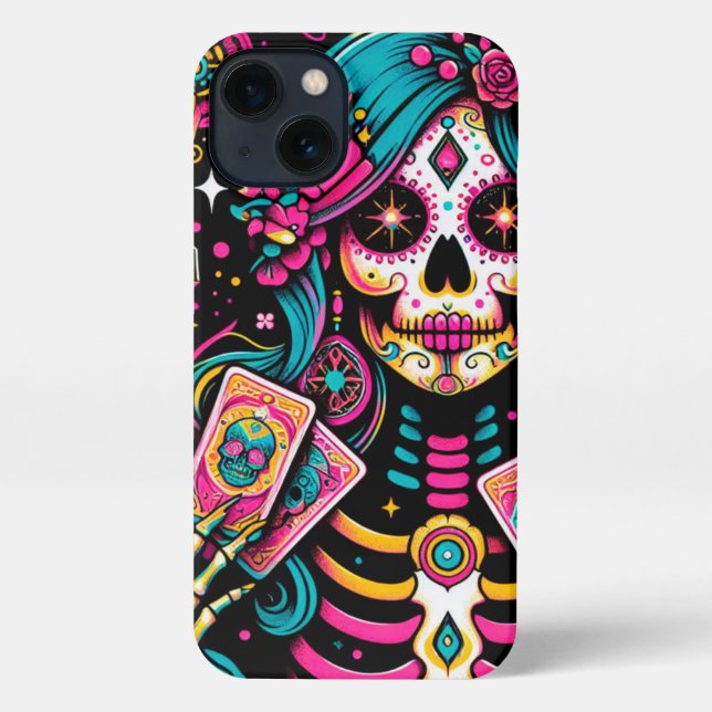 Funda Para iPhone Esqueleto glamuroso, tarjetas de tarot estuche par (Reverso )