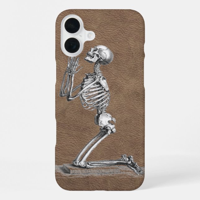 Funda Para iPhone Esqueleto orando cuero falso (Reverso )