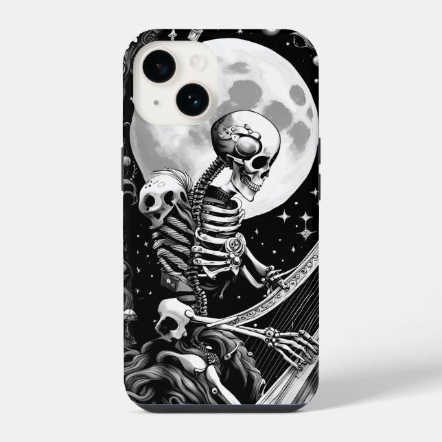 Funda Para iPhone Esqueleto y arpa III (Reverso )