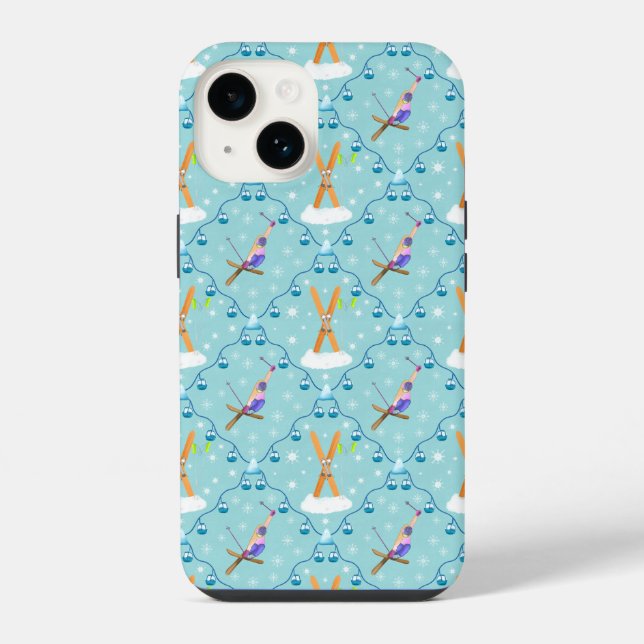 Funda Para iPhone Esquí de invierno Damasco (Reverso )