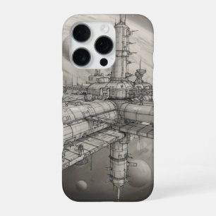 Funda Para iPhone 16 Pro Estación espacial futurista orbitando un planeta d