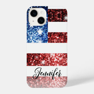 Funda Para iPhone 14 Estados Unidos bandera azul rojo imitación chispas