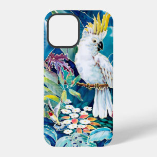 Funda Para iPhone 12 Pro Estampa Tropical de Colibrí y Cacatúa
