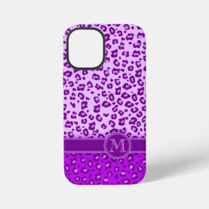 Funda Para iPhone 12 Mini Estampado de animal de leopardo monograma morado