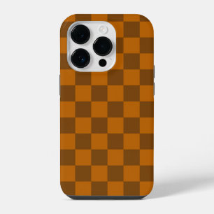 Funda Para iPhone 14 Pro Estampado de bloque a cuadros beige marrón