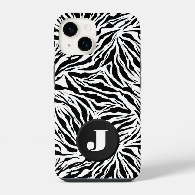 Funda Para iPhone Estampado de cebra con monograma (Reverso )
