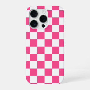 Funda Para iPhone 16 Pro Estampado de cuadros rosas y blancos
